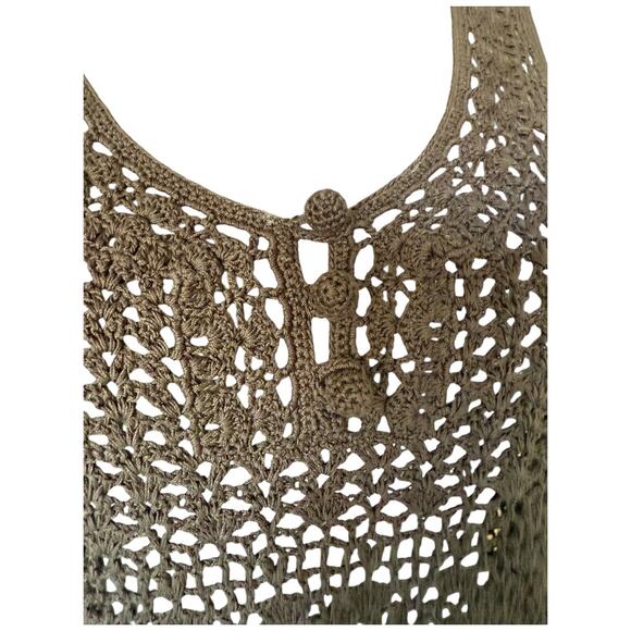 Robert Rodriguez Womens Knit Tank Top Brown Cotton Crochet Shirt Layer S - Picture 4 of 7
